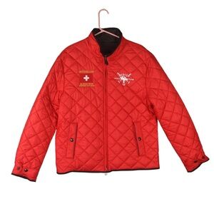 Polo Ralph Lauren Quilted Jacket L Reversible 2008 Switzerland Mercer Cup Red